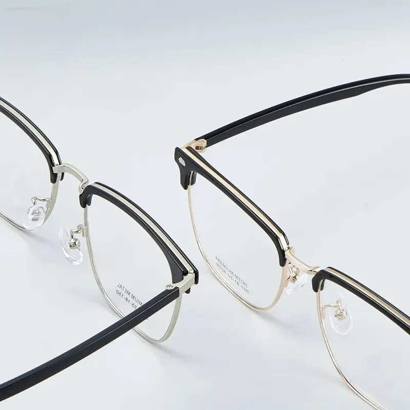 Yimaruili Men's Full Rim Square Alloy Tr 90 Eyeglasses 8038