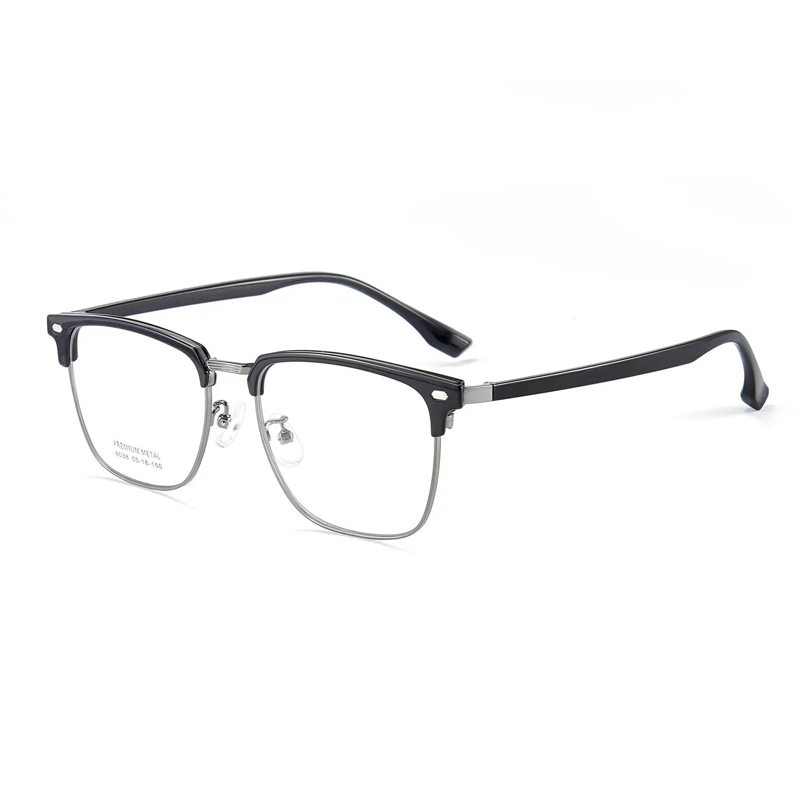 Yimaruili Men's Full Rim Square Alloy Tr 90 Eyeglasses 8038