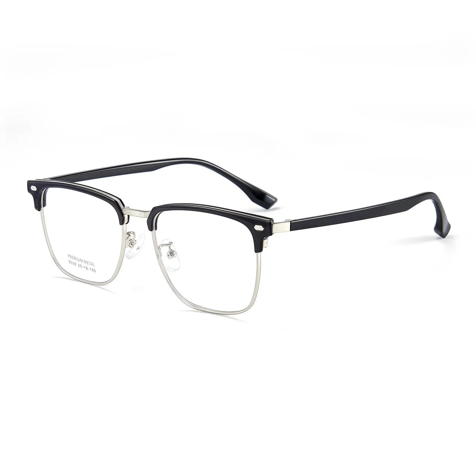 Yimaruili Men's Full Rim Square Alloy Tr 90 Eyeglasses 8038