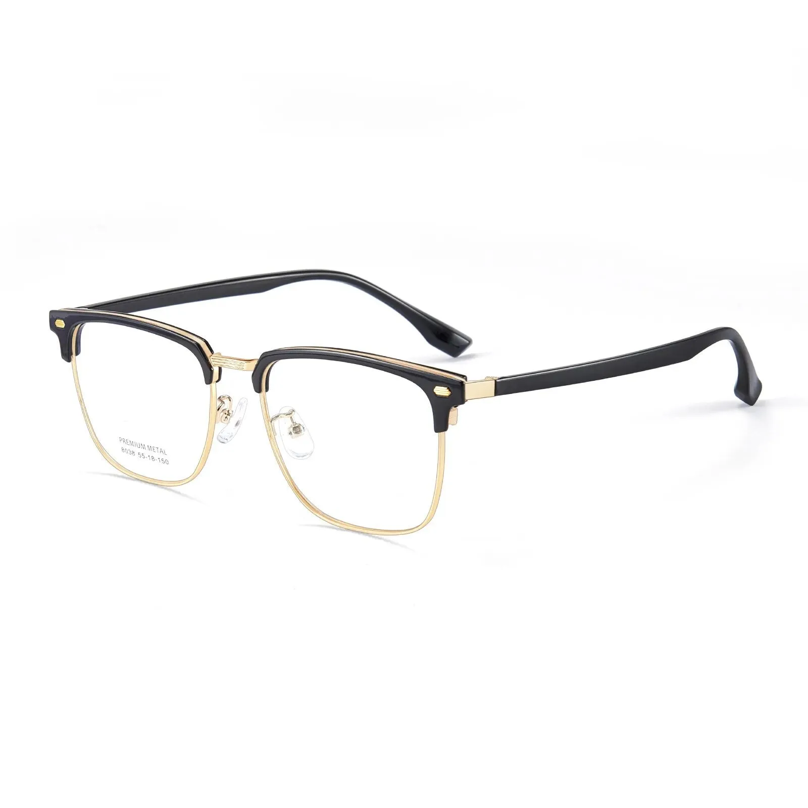 Yimaruili Men's Full Rim Square Alloy Tr 90 Eyeglasses 8038