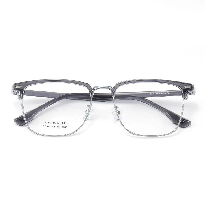 Yimaruili Men's Full Rim Square Alloy Tr 90 Eyeglasses 8038