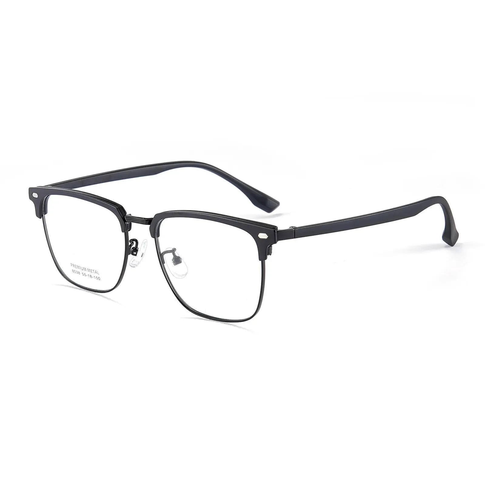 Yimaruili Men's Full Rim Square Alloy Tr 90 Eyeglasses 8038