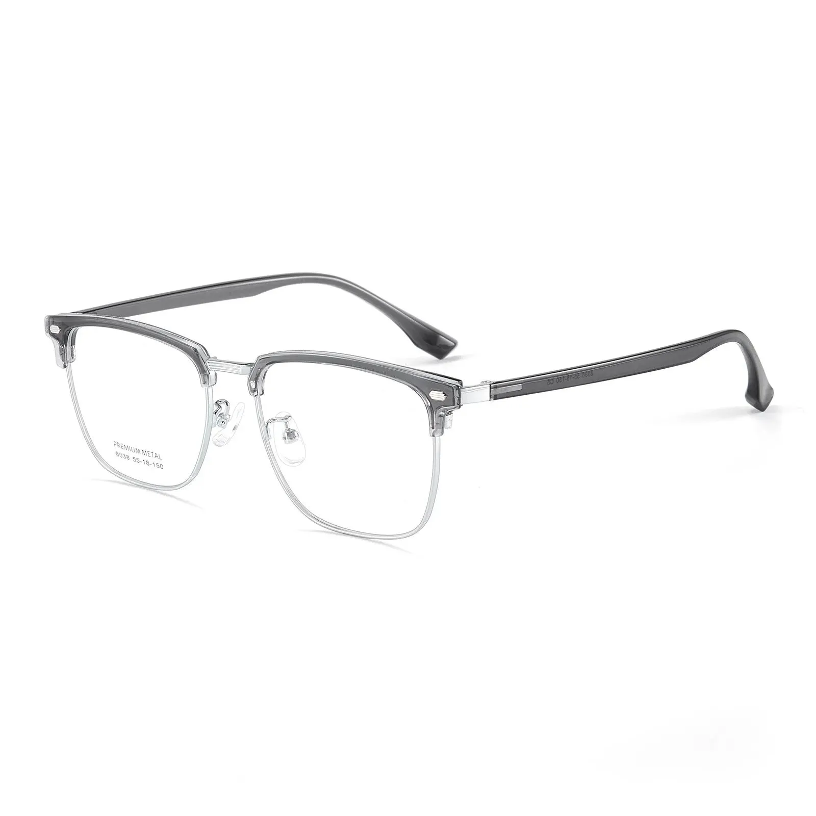 Yimaruili Men's Full Rim Square Alloy Tr 90 Eyeglasses 8038