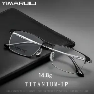 Yimaruili Men's Full Rim Square Titanium Eyeglasses 15327p
