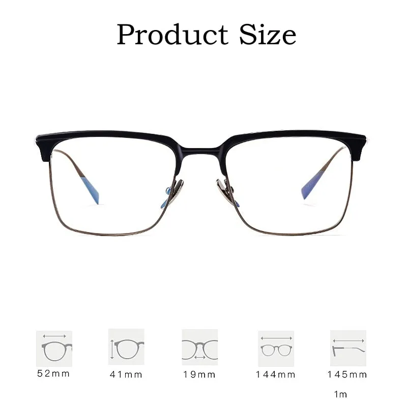 Yimaruili Men's Full Rim Square Titanium Eyeglasses S1905