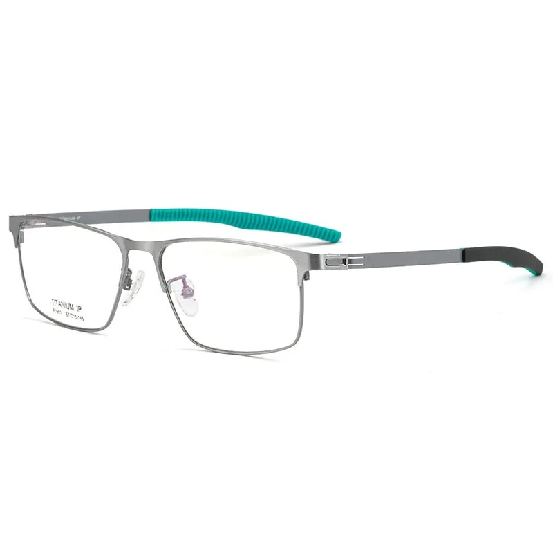 Yimaruili Men's Full Rim Square β Titanium Frame Eyeglasses F1981