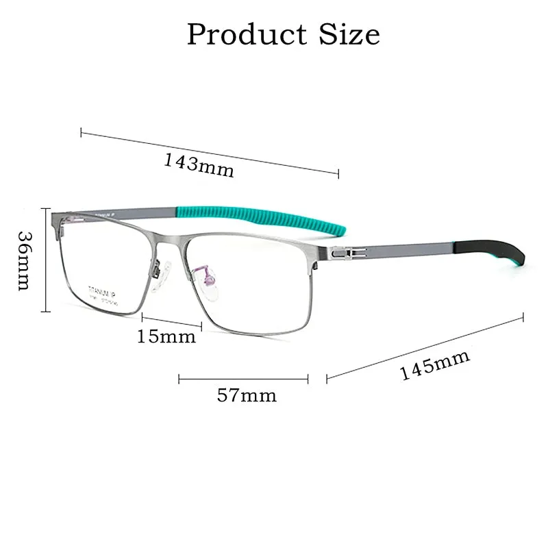 Yimaruili Men's Full Rim Square β Titanium Frame Eyeglasses F1981