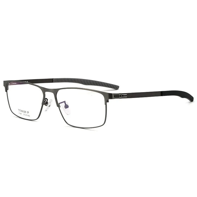 Yimaruili Men's Full Rim Square β Titanium Frame Eyeglasses F1981