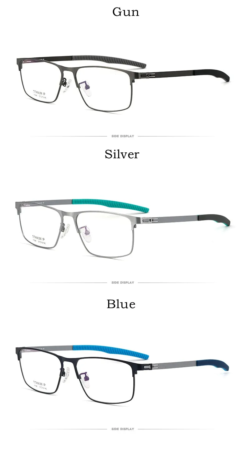 Yimaruili Men's Full Rim Square β Titanium Frame Eyeglasses F1981