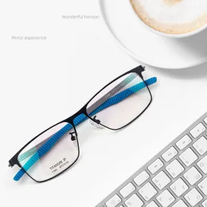 Yimaruili Men's Full Rim Square β Titanium Frame Eyeglasses F1981