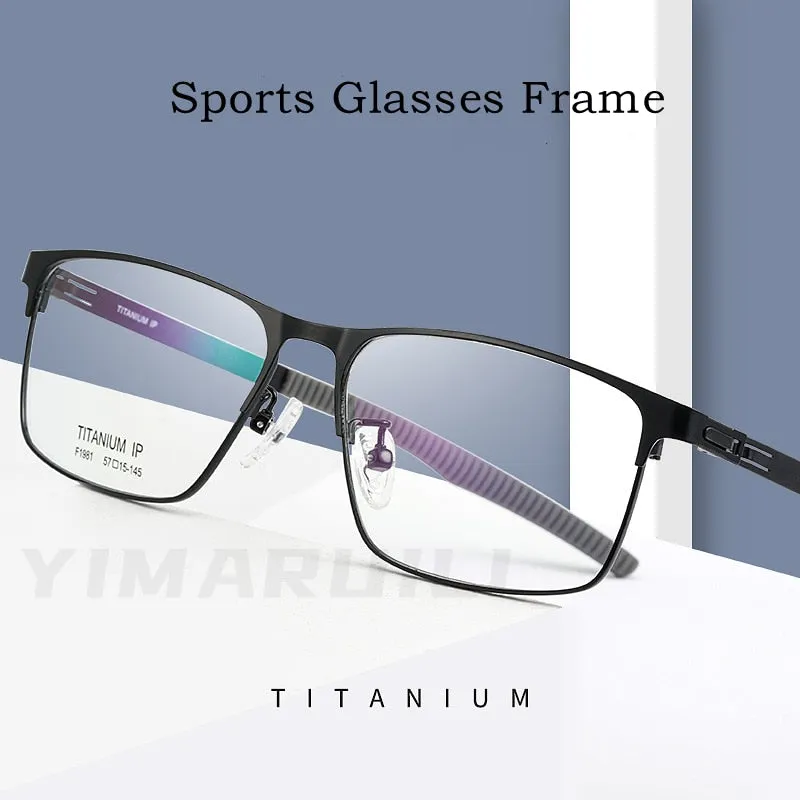 Yimaruili Men's Full Rim Square β Titanium Frame Eyeglasses F1981