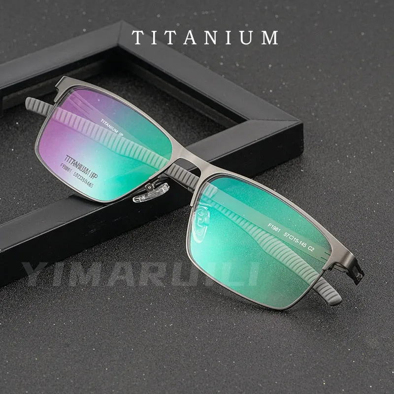 Yimaruili Men's Full Rim Square β Titanium Frame Eyeglasses F1981