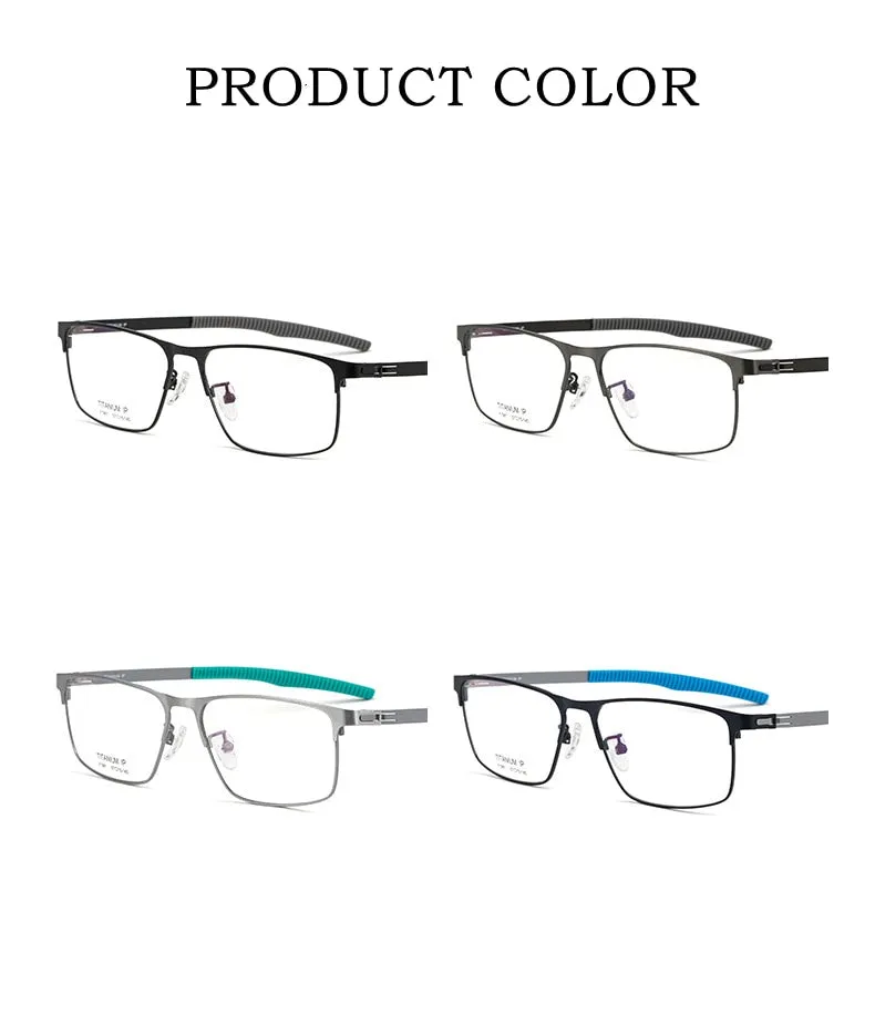 Yimaruili Men's Full Rim Square β Titanium Frame Eyeglasses F1981