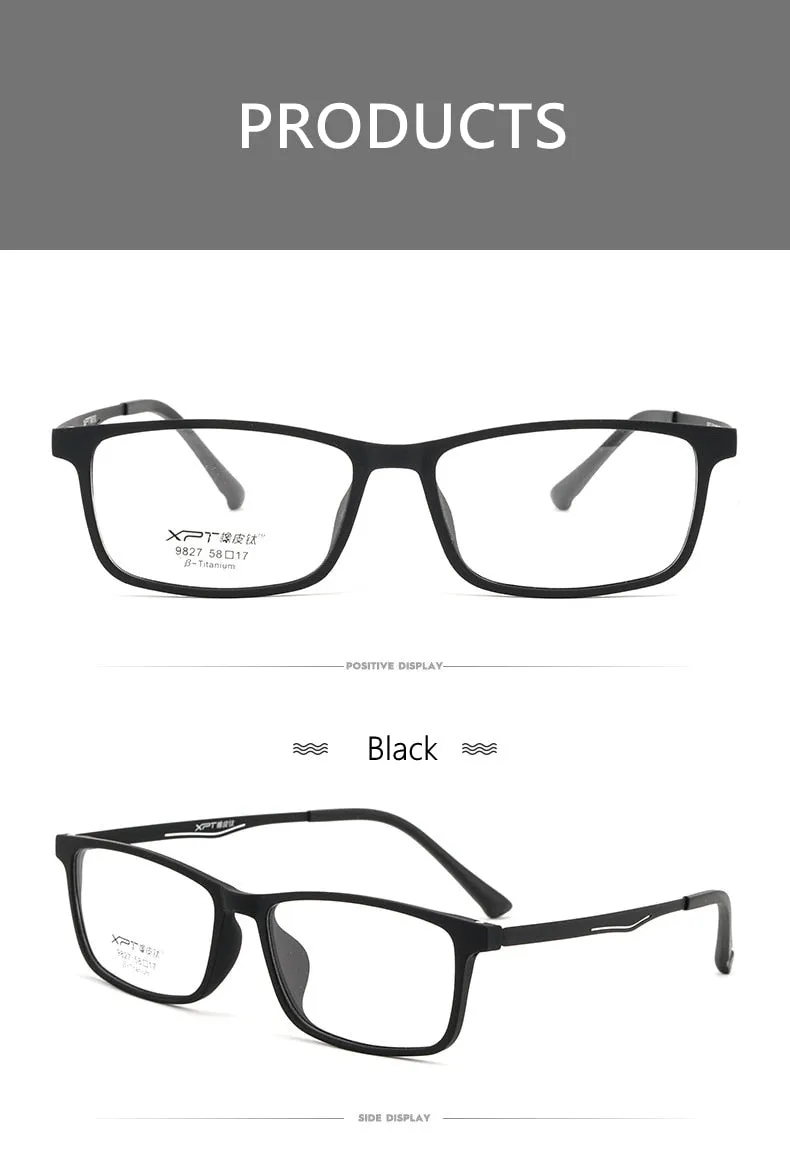 Yimaruili Men's Full Rim Titanium Frame Eyeglasses 9827