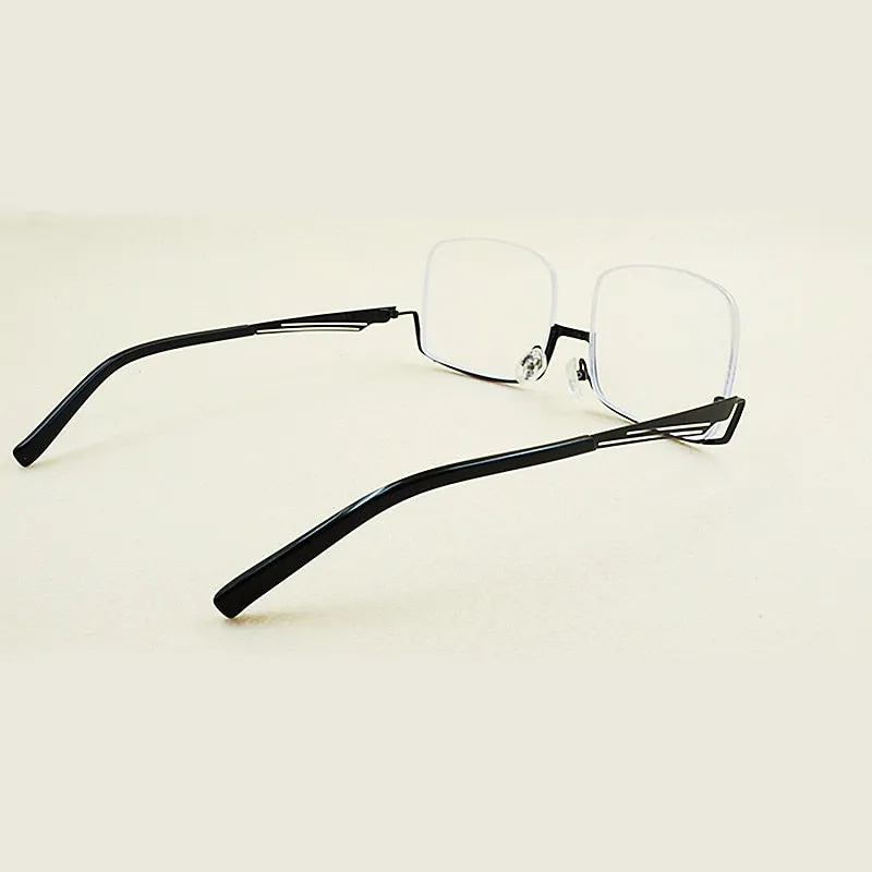 Yimaruili Men's Semi Rim Alloy Frame Eyeglasses YS01