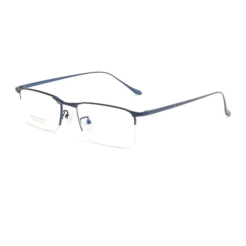 Yimaruili Men's Semi Rim Square Titanium Eyeglasses 2089p