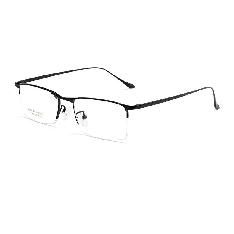 Yimaruili Men's Semi Rim Square Titanium Eyeglasses 2089p