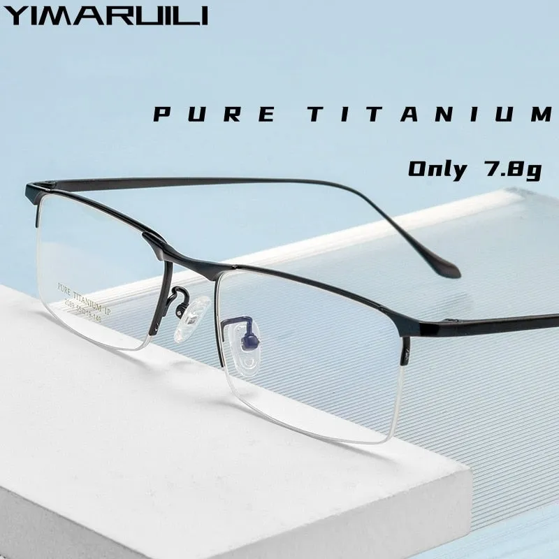 Yimaruili Men's Semi Rim Square Titanium Eyeglasses 2089p