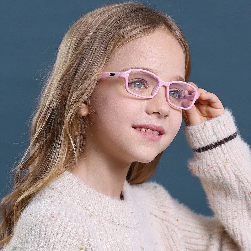 Yimaruili Unisex Children's Full Rim Square Acrylic Frame Eyeglasses F1676