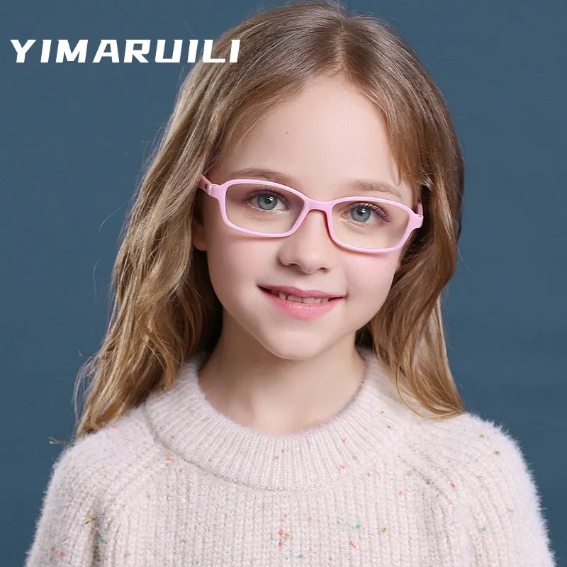Yimaruili Unisex Children's Full Rim Square Acrylic Frame Eyeglasses F1676