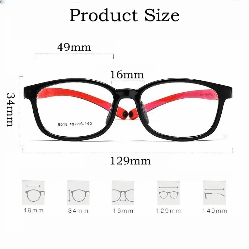 Yimaruili Unisex Children's Full Rim Square Screwless Tr 90 Silicone Eyeglasses 9018et