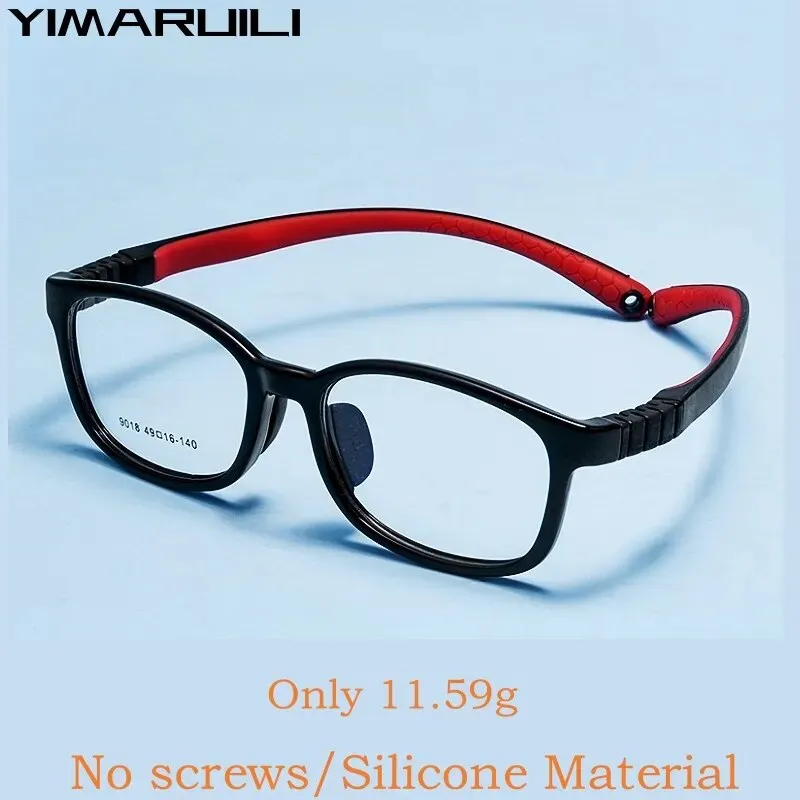 Yimaruili Unisex Children's Full Rim Square Screwless Tr 90 Silicone Eyeglasses 9018et