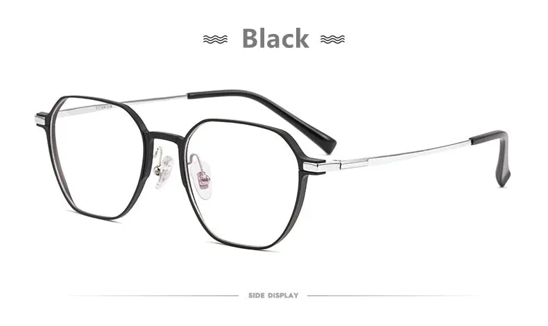 Yimaruili Unisex Full Rim Aluminum Magnesium Polygonal Frame Eyeglasses 5052