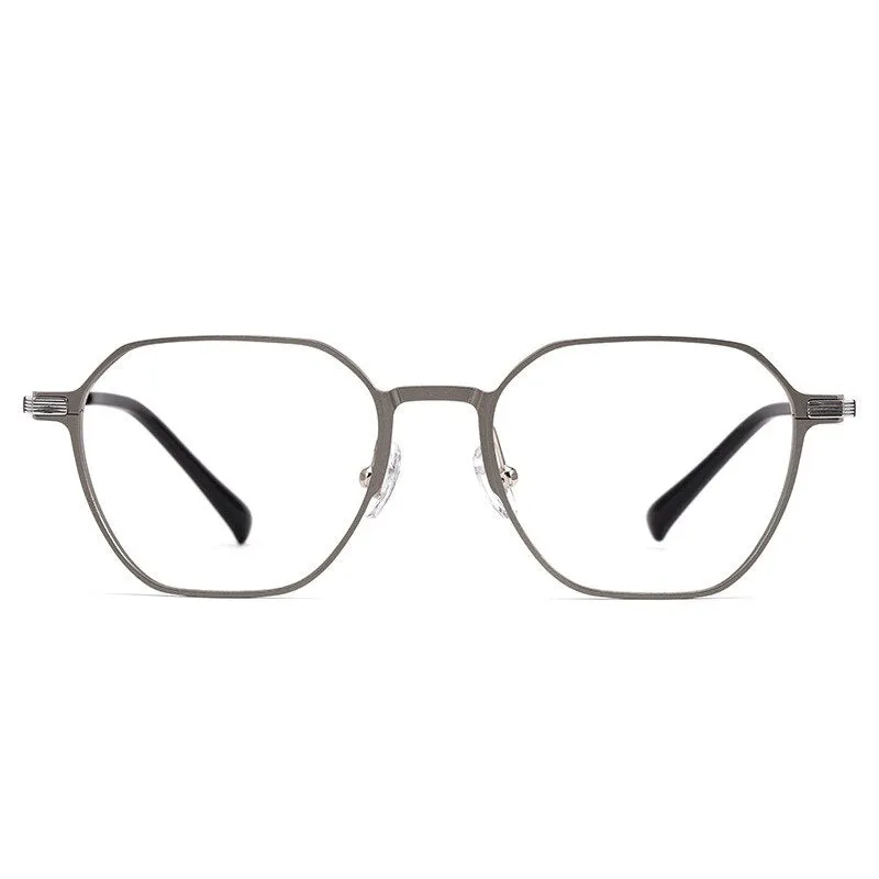Yimaruili Unisex Full Rim Aluminum Magnesium Polygonal Frame Eyeglasses 5052