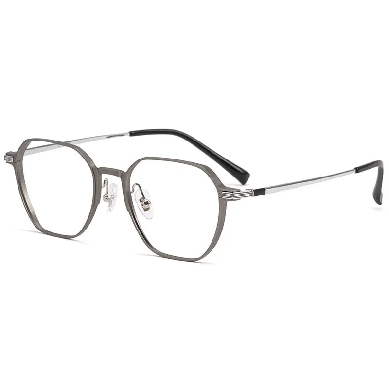 Yimaruili Unisex Full Rim Aluminum Magnesium Polygonal Frame Eyeglasses 5052