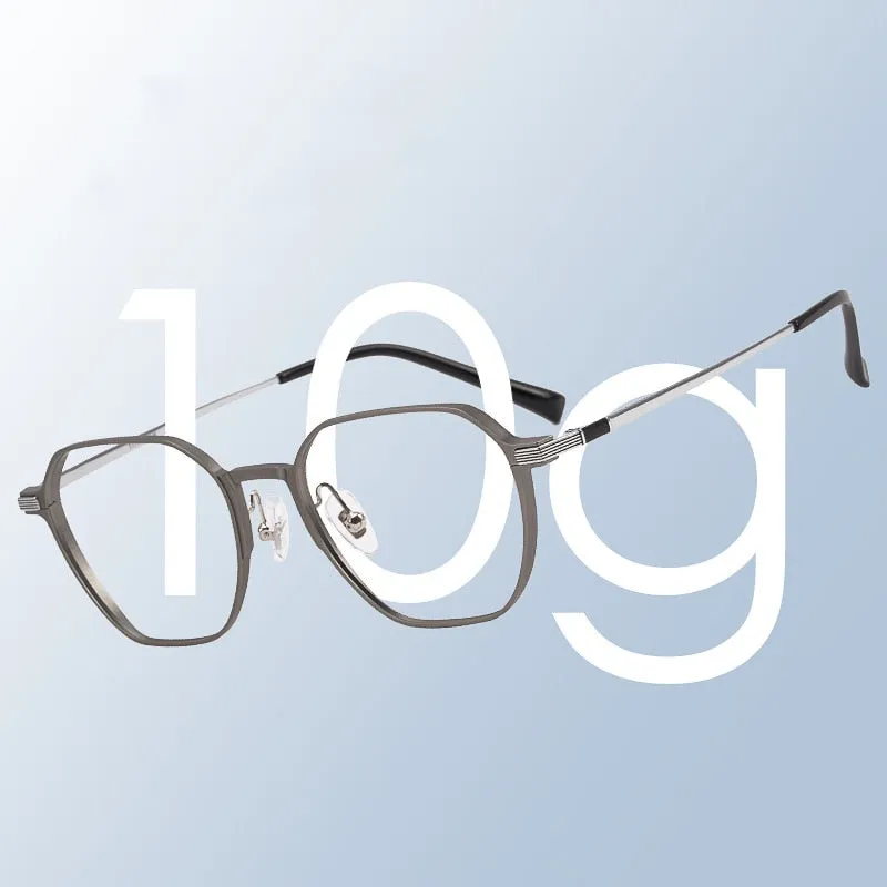 Yimaruili Unisex Full Rim Aluminum Magnesium Polygonal Frame Eyeglasses 5052