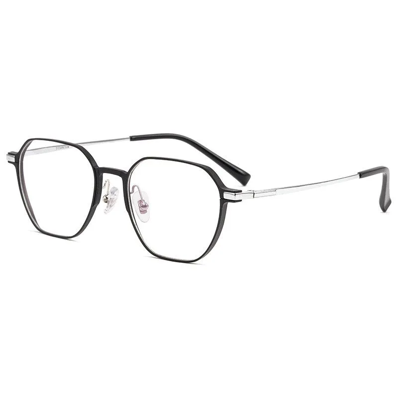 Yimaruili Unisex Full Rim Aluminum Magnesium Polygonal Frame Eyeglasses 5052