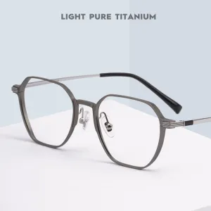 Yimaruili Unisex Full Rim Aluminum Magnesium Polygonal Frame Eyeglasses 5052