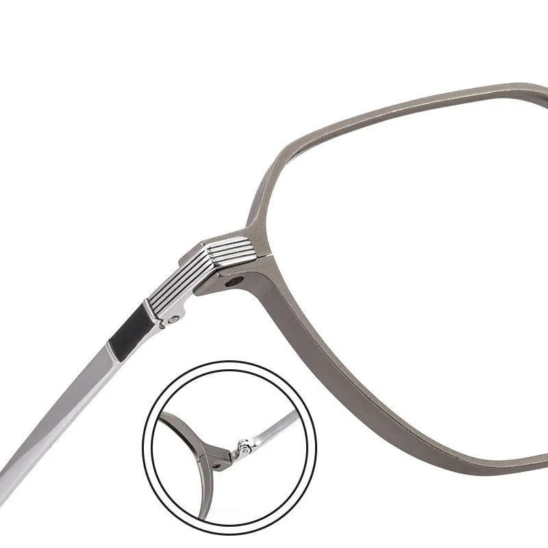 Yimaruili Unisex Full Rim Aluminum Magnesium Polygonal Frame Eyeglasses 5052