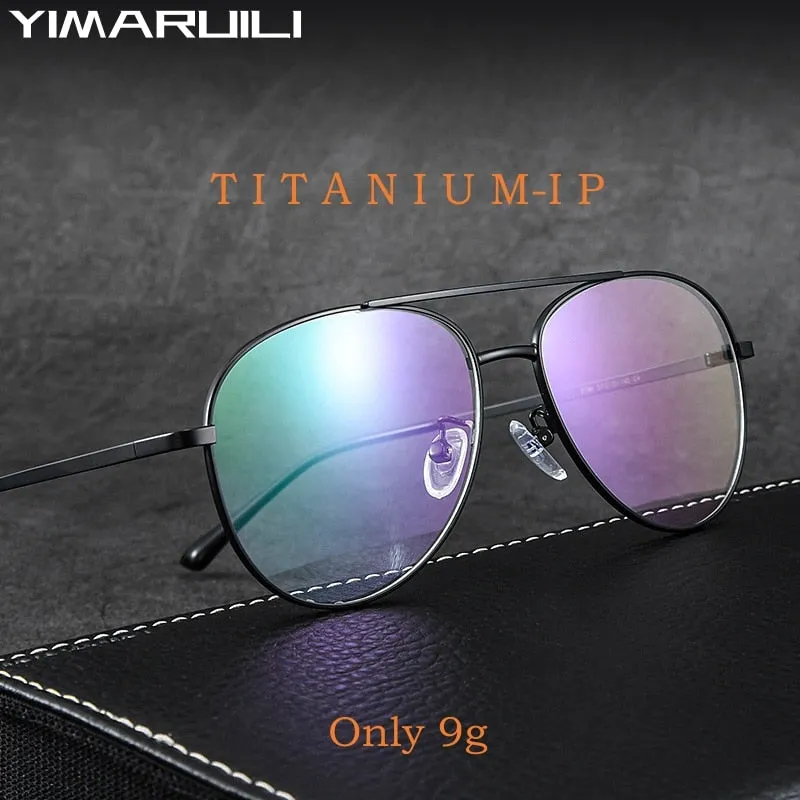 Yimaruili Unisex Full Rim Oval Double Bridge Titanium  Eyeglasses 2194