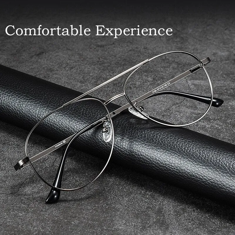 Yimaruili Unisex Full Rim Oval Double Bridge Titanium  Eyeglasses 2194