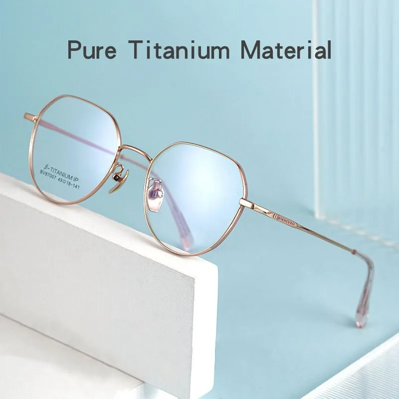 Yimaruili Unisex Full Rim Polygon Titanium Eyeglasses BV87007