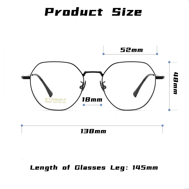 Yimaruili Unisex Full Rim Polygonal Titanium Alloy Eyeglasses K5087