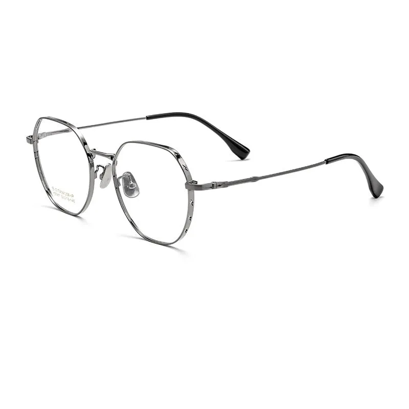 Yimaruili Unisex Full Rim Polygonal Titanium Alloy Eyeglasses K5087