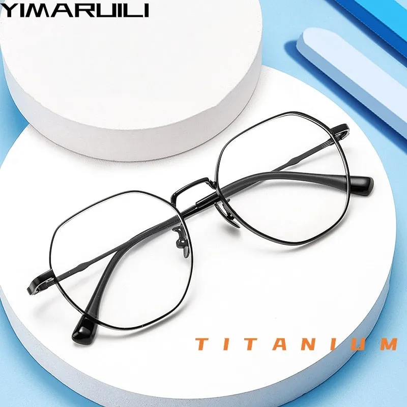 Yimaruili Unisex Full Rim Polygonal Titanium Alloy Eyeglasses K5087