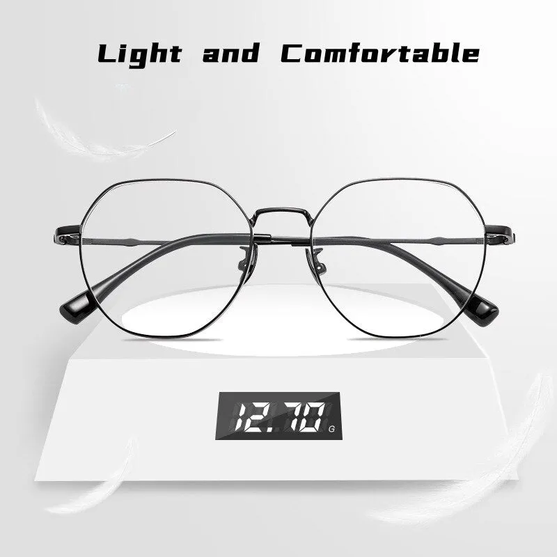 Yimaruili Unisex Full Rim Polygonal Titanium Alloy Eyeglasses K5087
