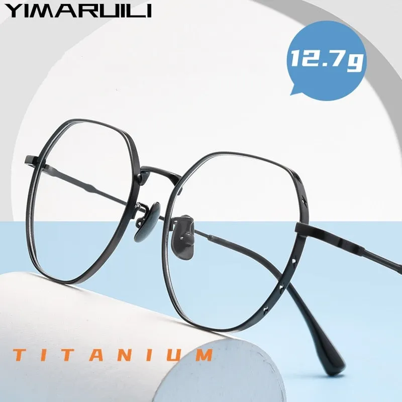 Yimaruili Unisex Full Rim Polygonal Titanium Alloy Eyeglasses K5087