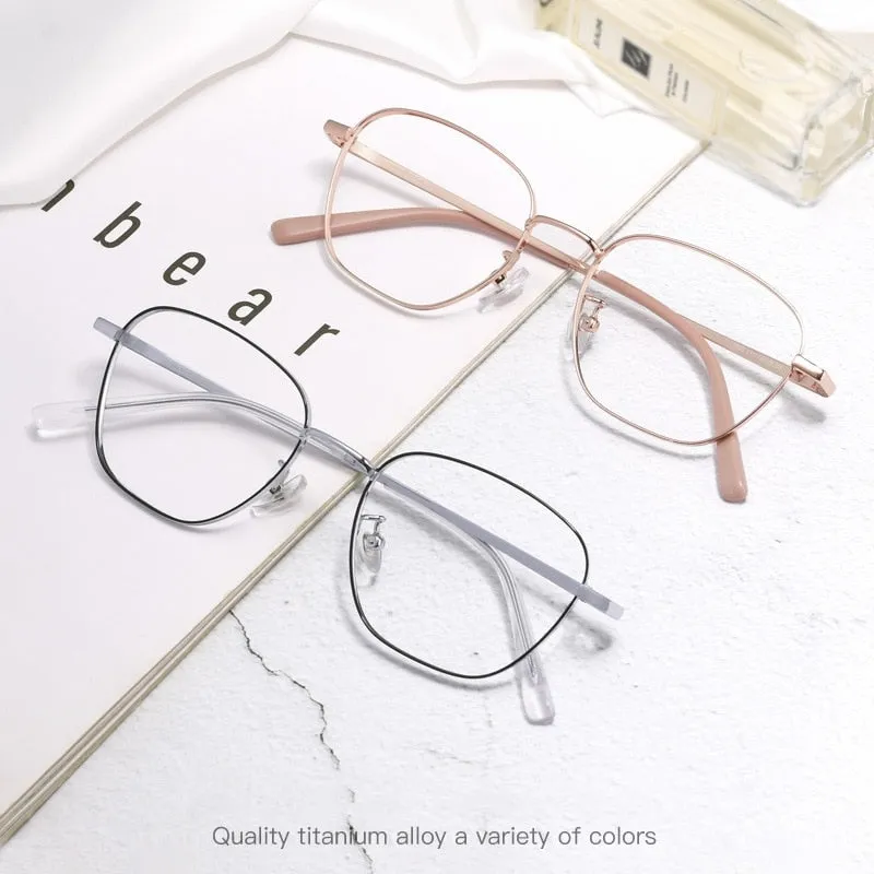 Yimaruili Unisex Full Rim Polygonal Titanium Frame Eyeglasses 9026JY