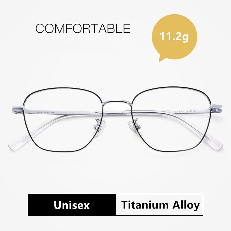 Yimaruili Unisex Full Rim Polygonal Titanium Frame Eyeglasses 9026JY