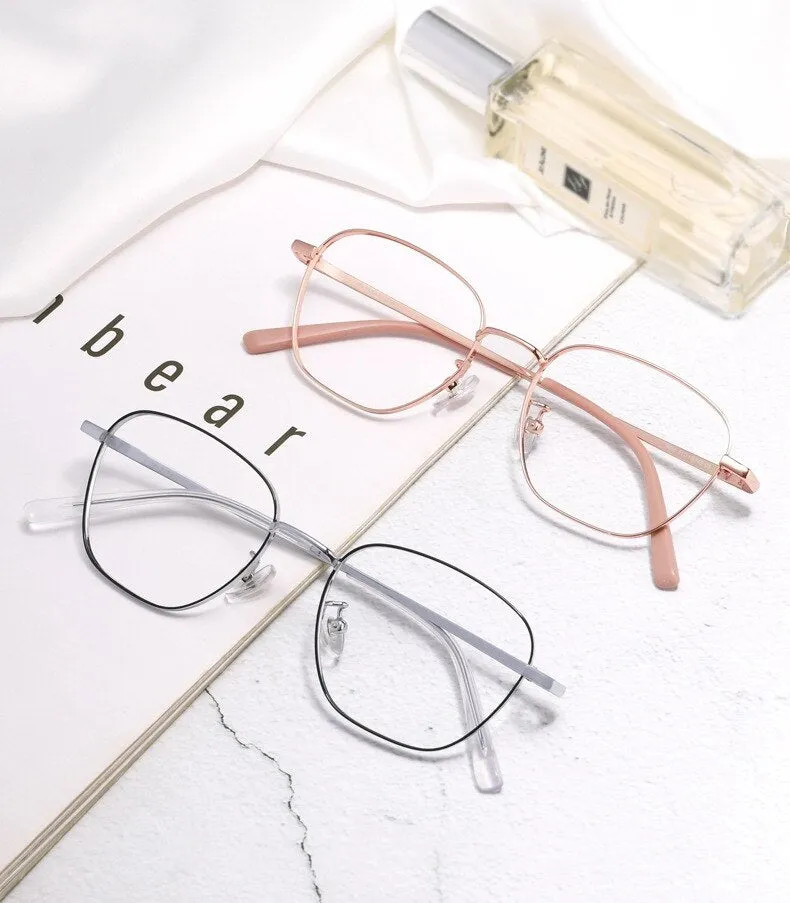 Yimaruili Unisex Full Rim Polygonal Titanium Frame Eyeglasses 9026JY