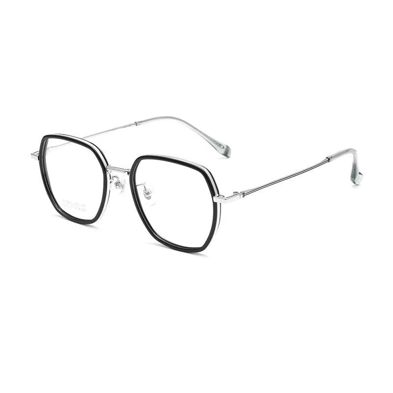 Yimaruili Unisex Full Rim Polygonal TR 90 Titanium Eyeglasses H2230h