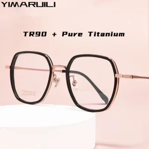 Yimaruili Unisex Full Rim Polygonal TR 90 Titanium Eyeglasses H2230h