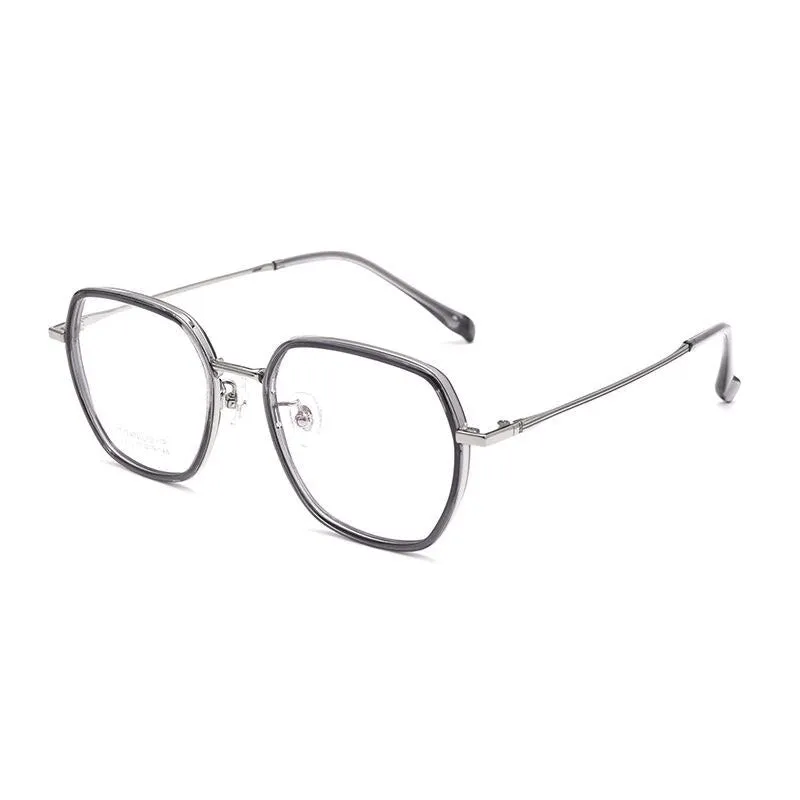 Yimaruili Unisex Full Rim Polygonal TR 90 Titanium Eyeglasses H2230h