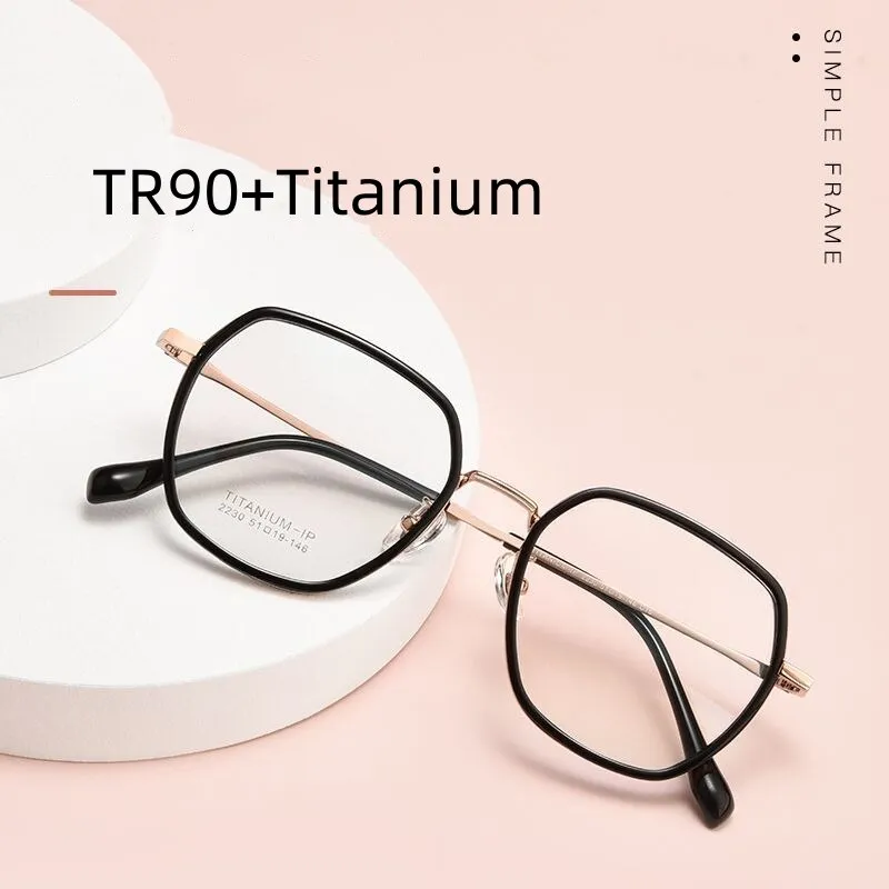 Yimaruili Unisex Full Rim Polygonal TR 90 Titanium Eyeglasses H2230h