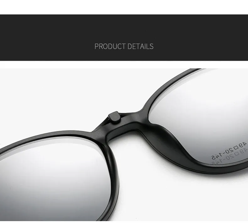 Yimaruili Unisex Full Rim Resin Frame Eyeglasses   5 Polarized Magnetic Clip On Sunglasses 12120