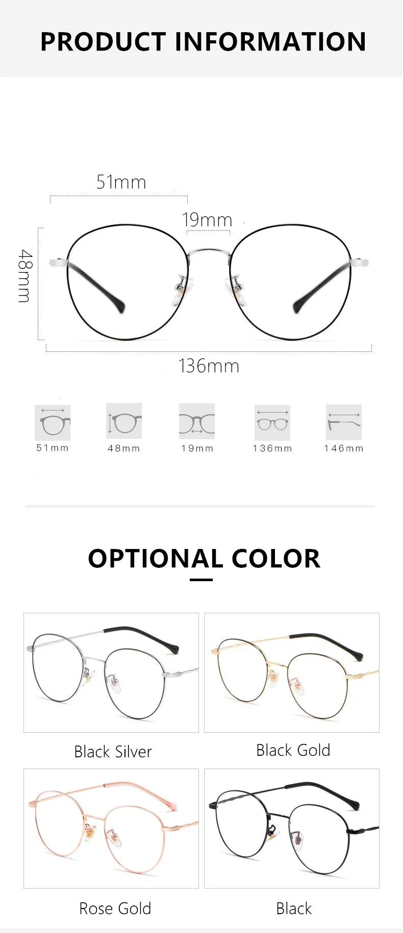 Yimaruili Unisex Full Rim Round Titanium Frame Eyeglasses 2011